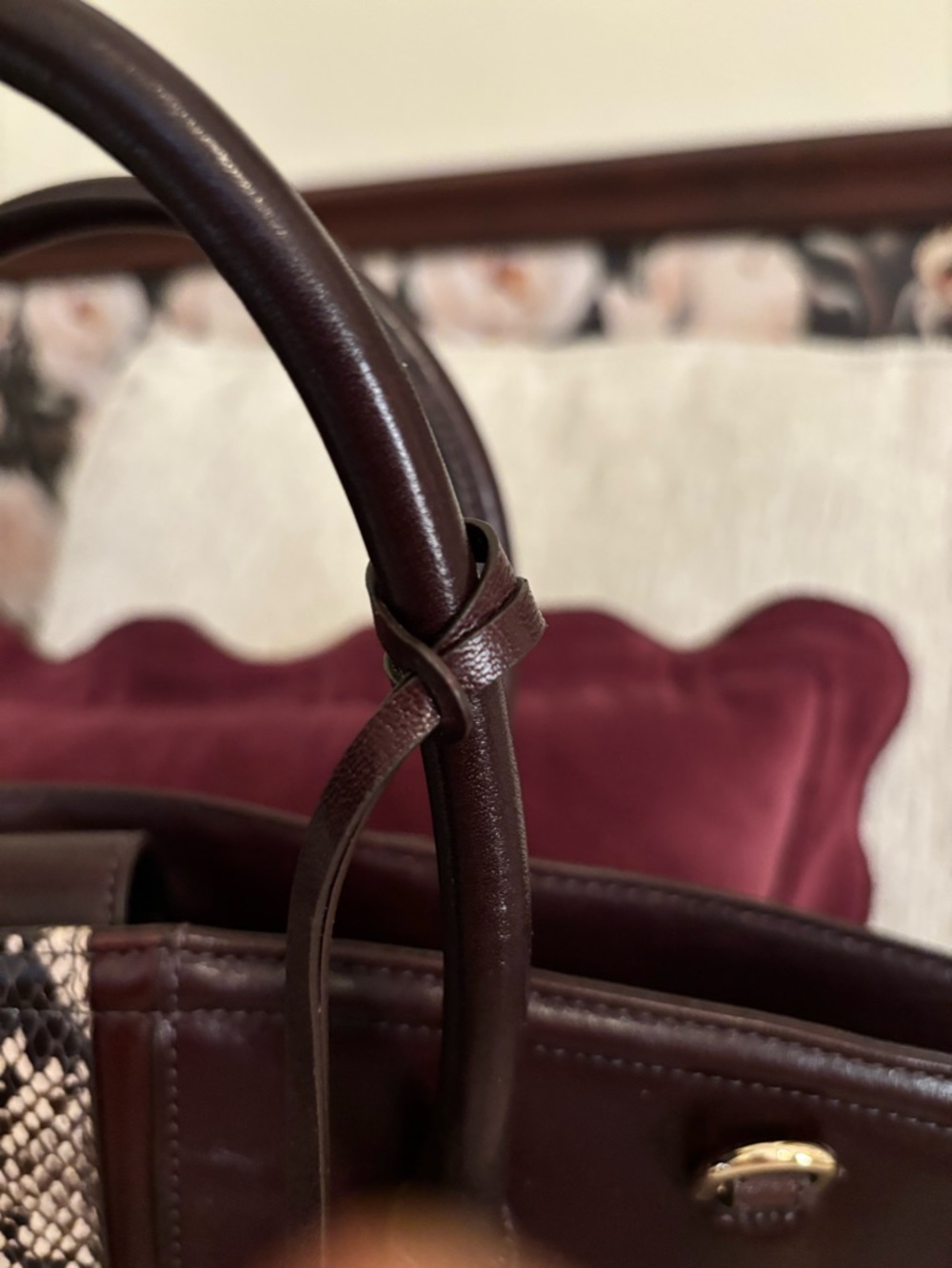 Brahmin Mira Leather Tote Espresso Layton | Large Market Tote - Picture 5 of 8